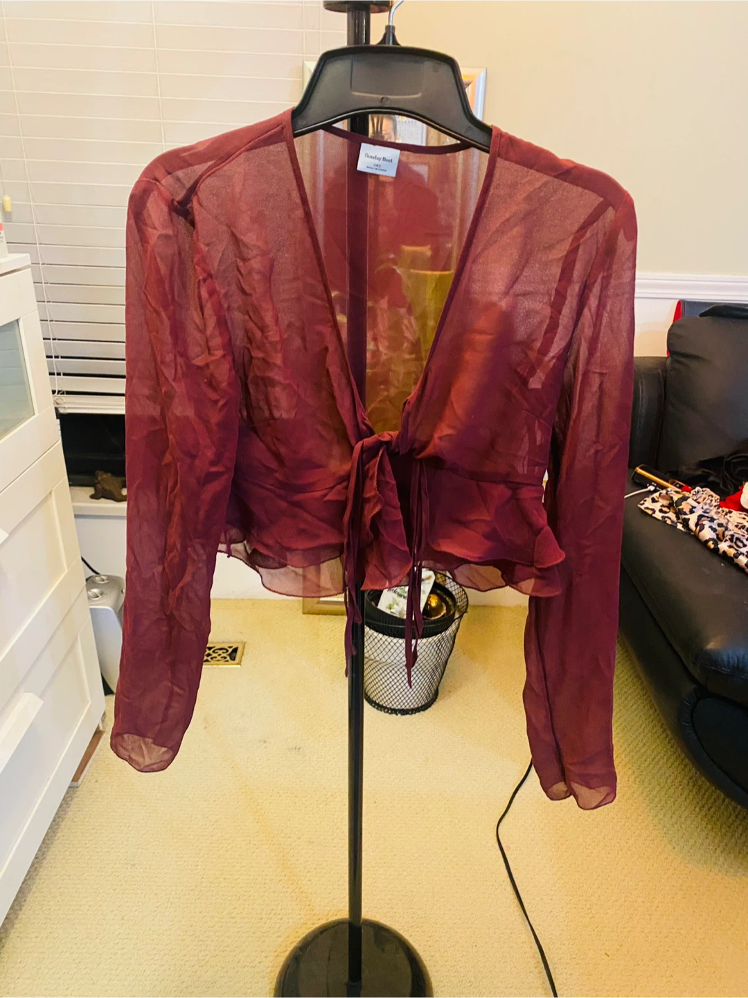 Sheer Tie-Front Blouse