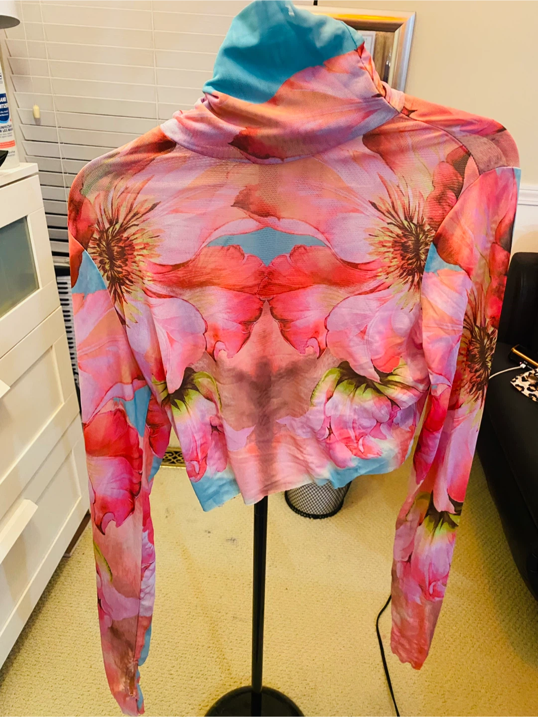 Mesh floral long-sleeve top