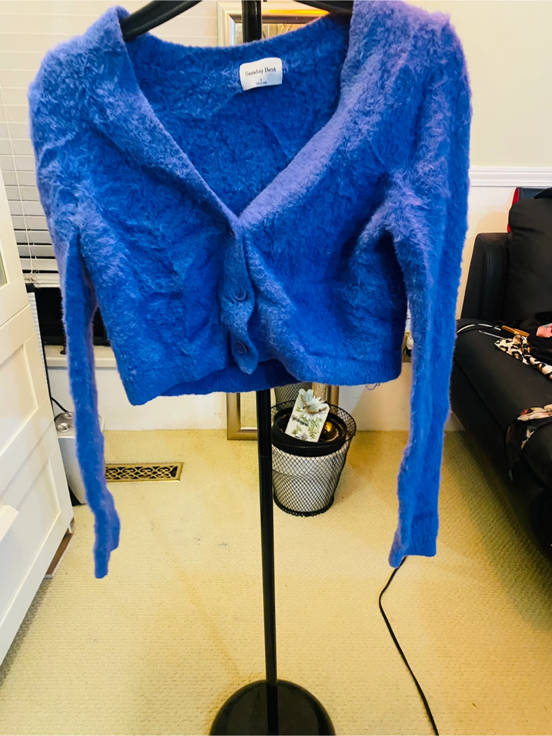 Sunday Best Blue Fuzzy Cardigan