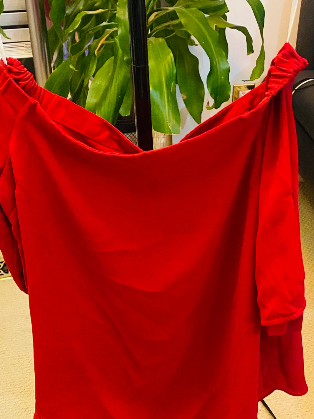 Red Off-the-Shoulder Blouse