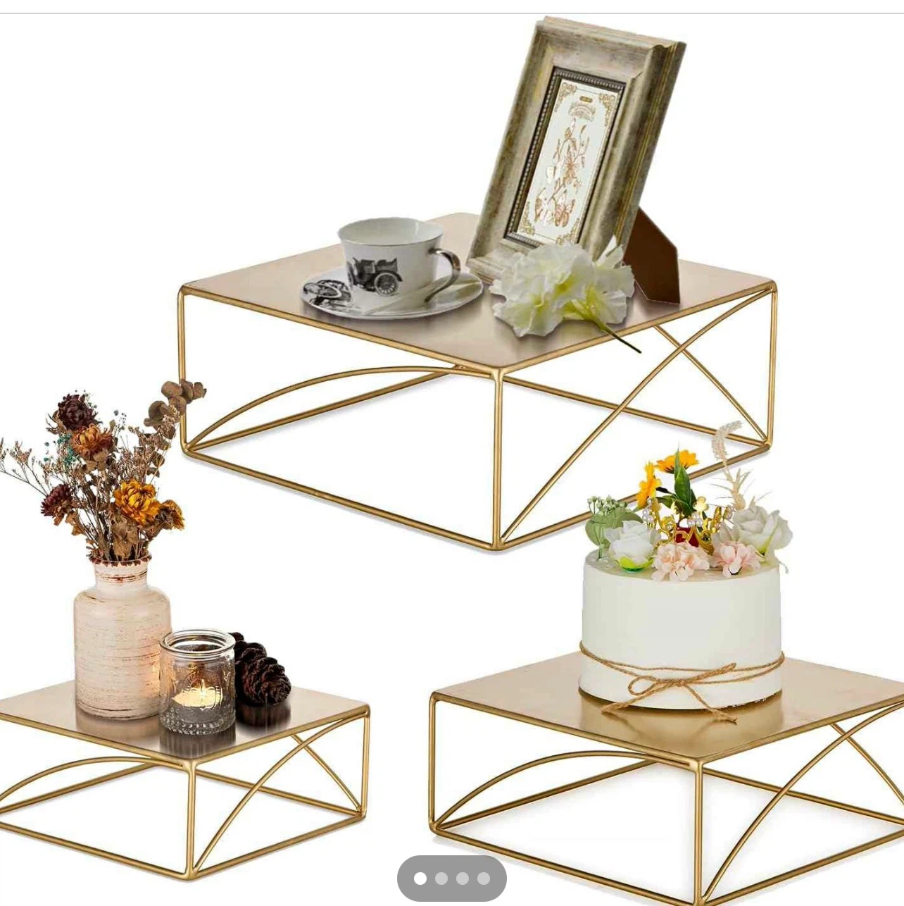 Gold Metal Display Stands - Set of 3