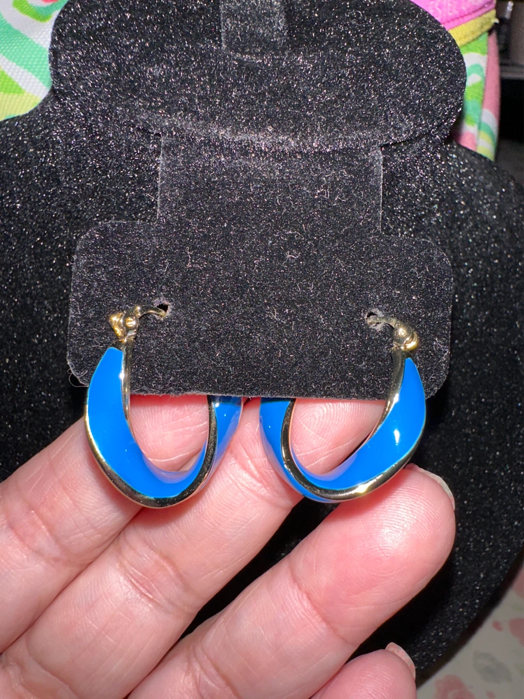 Blue and Gold laminated Hoop Earrings - photo 2