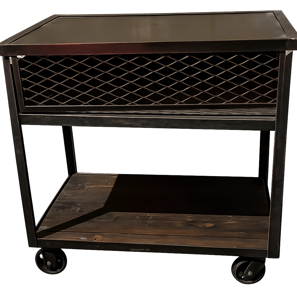 Industrial Style Side Table with Wheels
