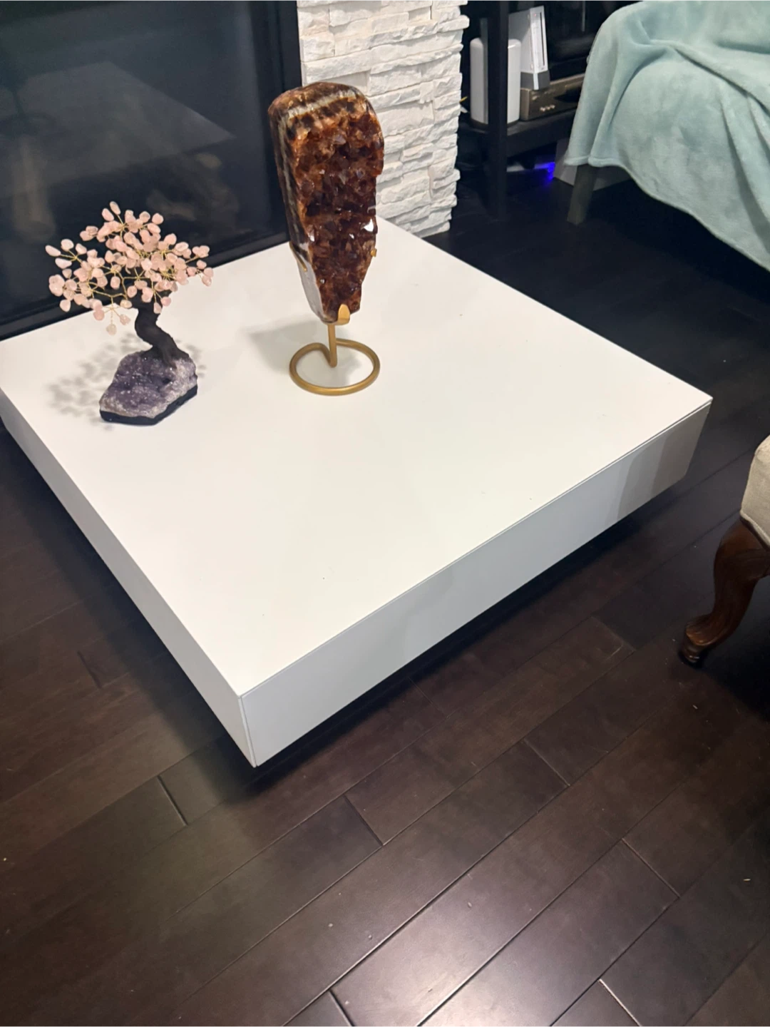 White Coffee Table with Storage Drawer
