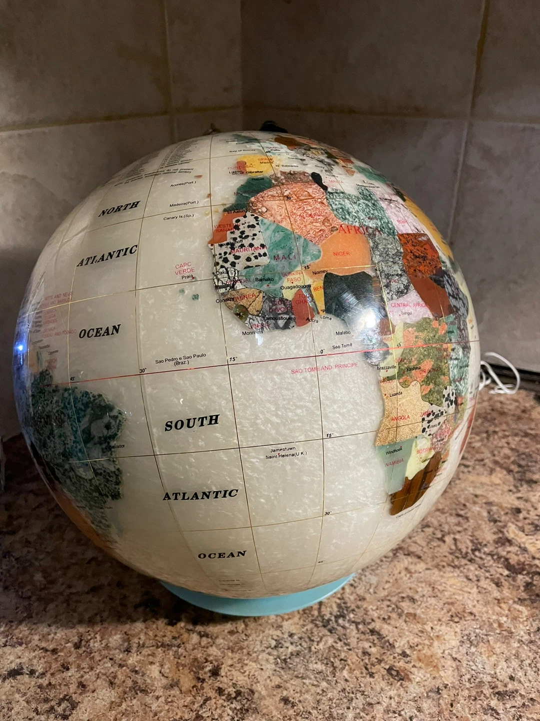 Handcrafted Semi-Precious Gemstone World Globe - photo 2