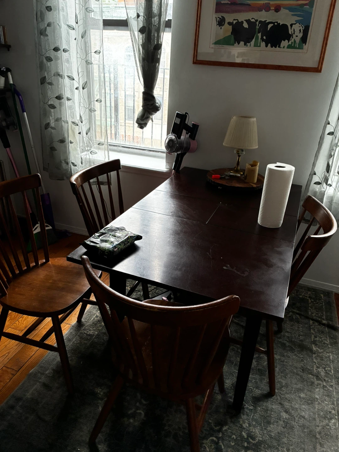 Wooden Dining Table with 4 Chairs