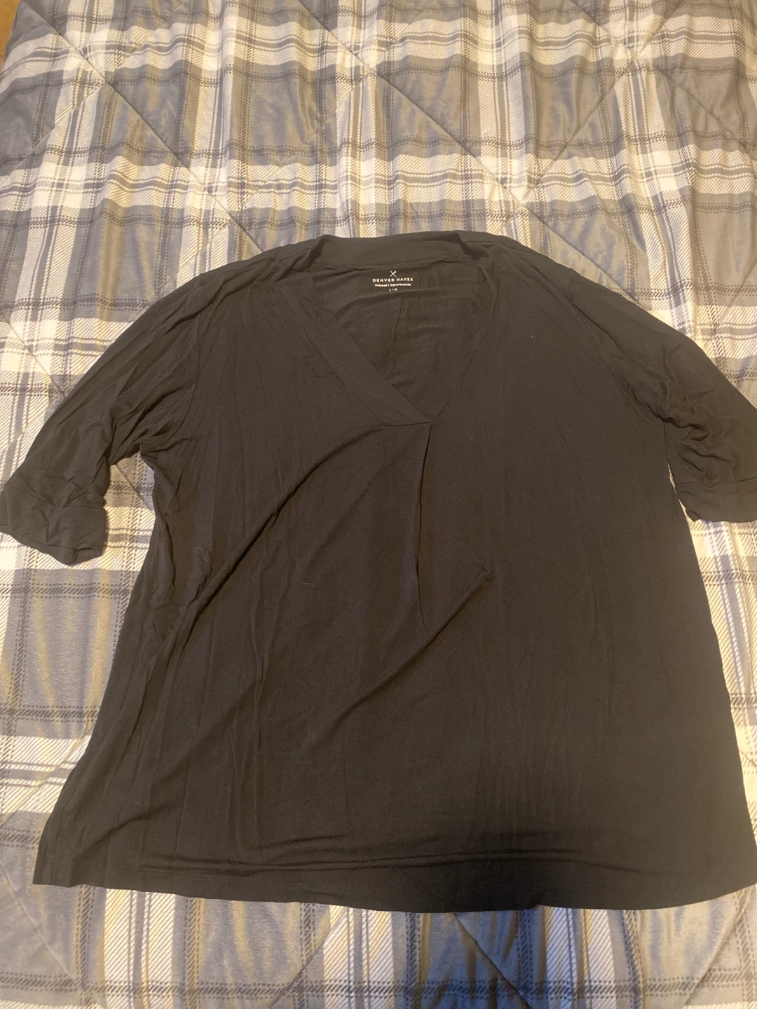 Women’s Denver Hayes Black Relaxed Fit T-Shirt Size Large