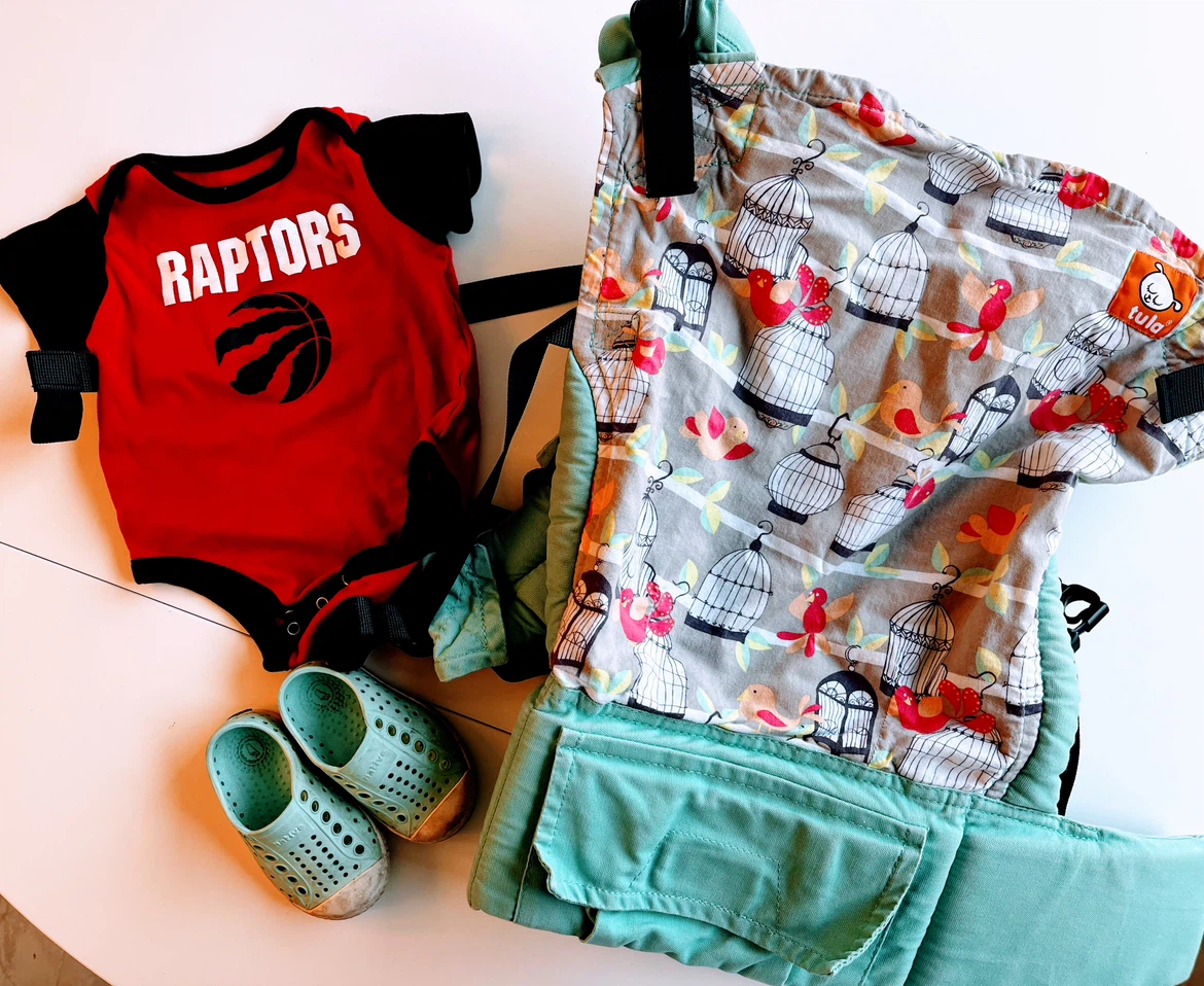 Raptors Onesie, Tula Baby Carrier, Native shoes
