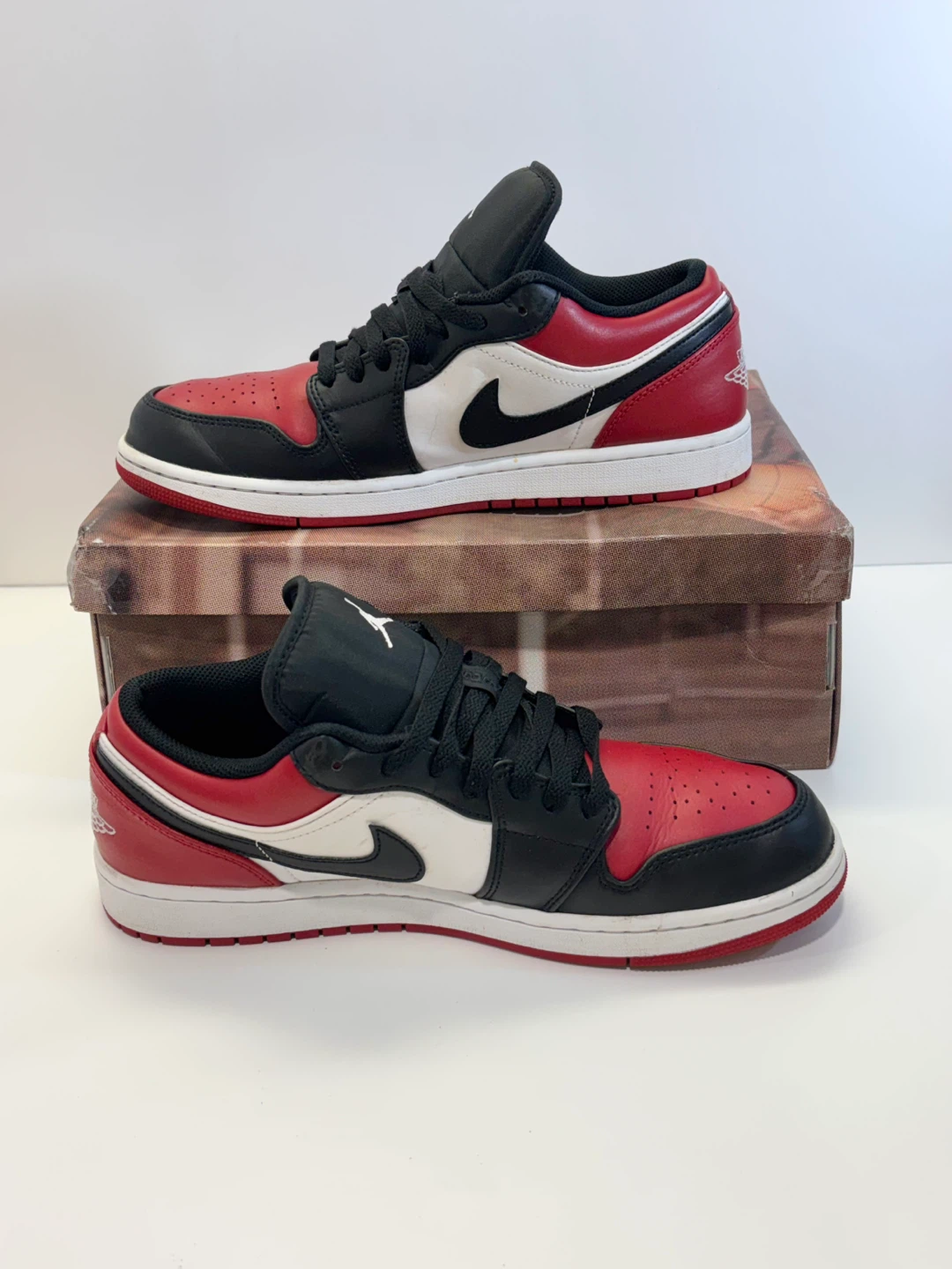 Air Jordan 1 Low Red Black White Sneakers - photo 2