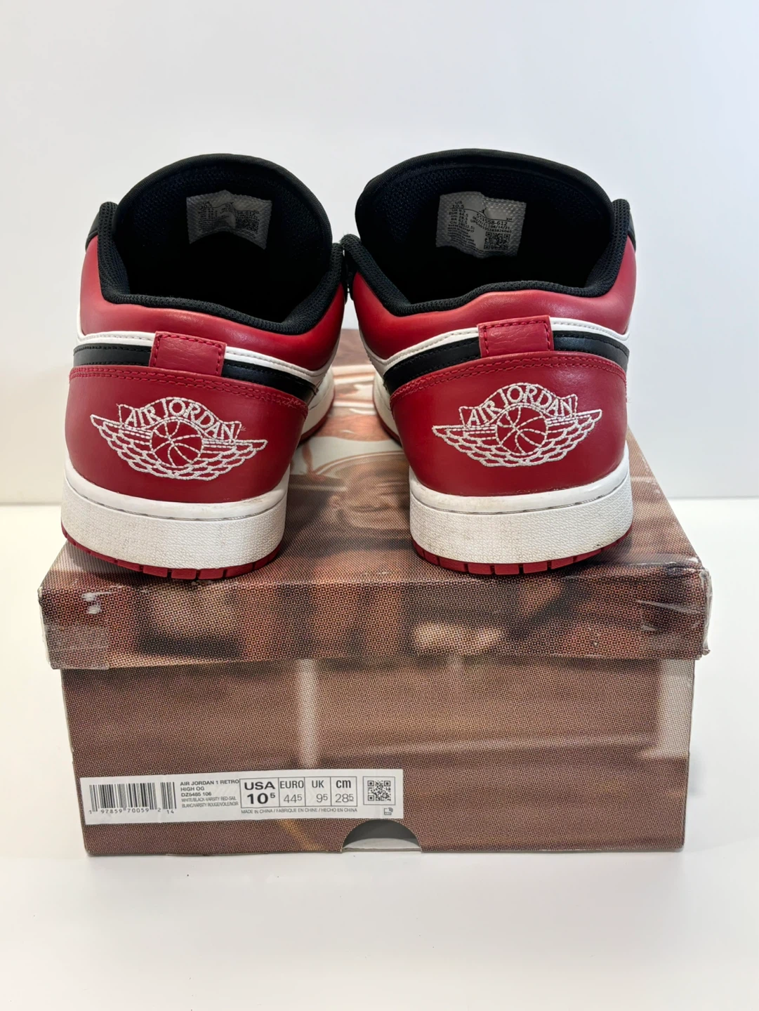 Air Jordan 1 Low Red Black White Sneakers - photo 4
