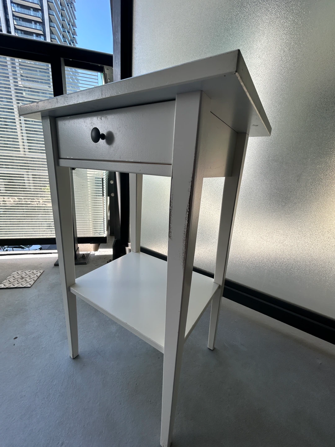 White Side Table with Drawer - photo 2