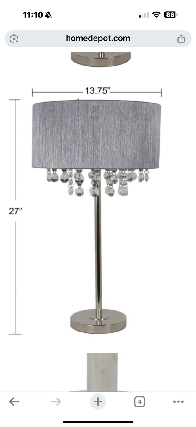 Gray Crystal Accent Table Lamp