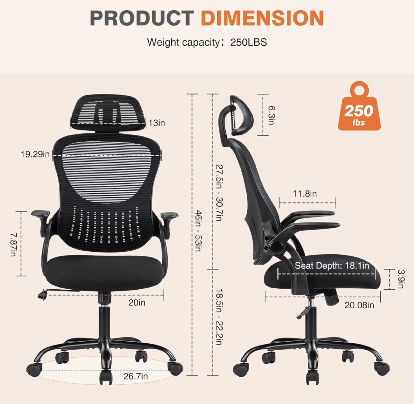 Ergonomic Mesh Office Chair with Headrest - photo 3