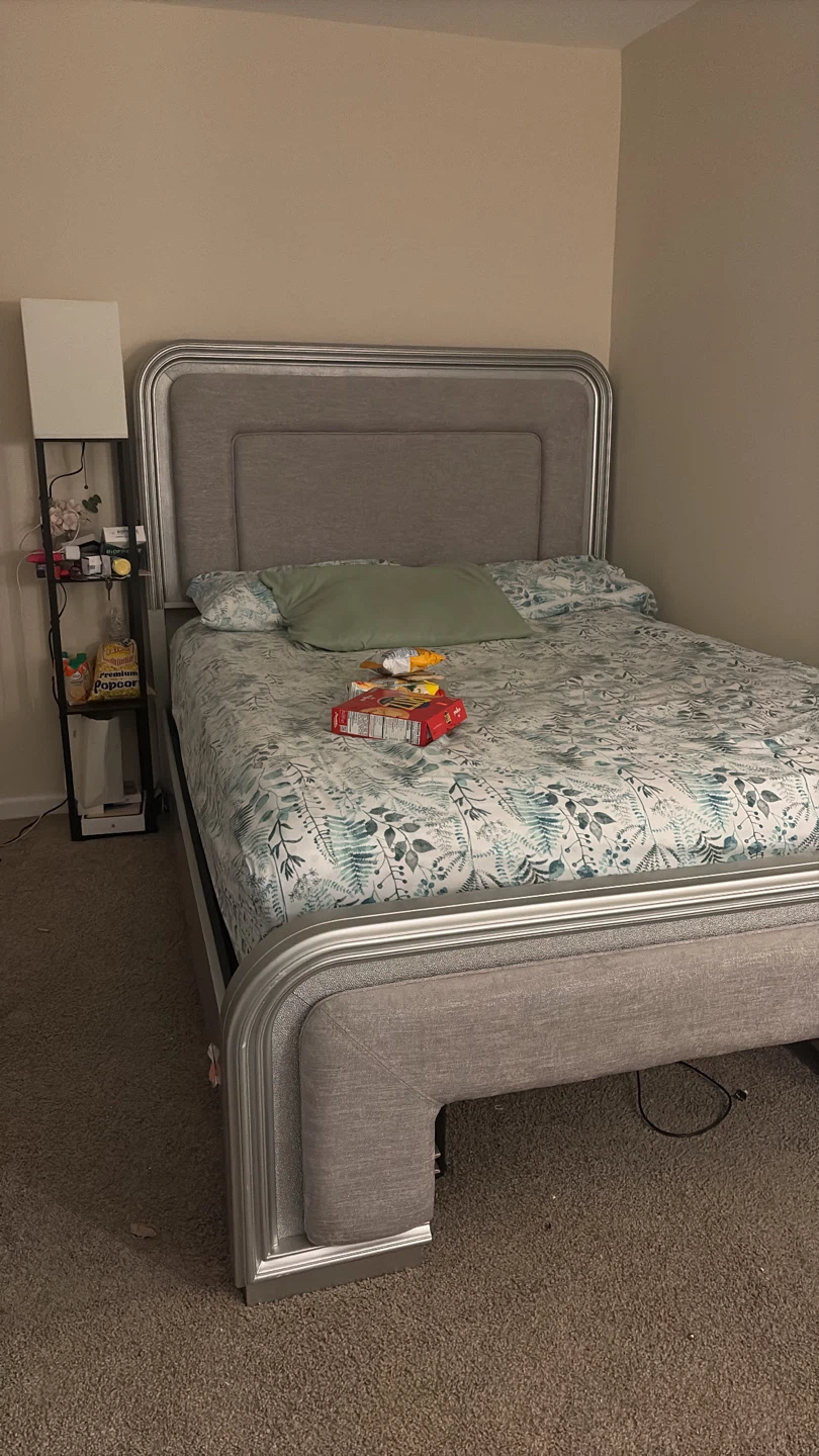Gray Upholstered Queen Bed Frame - photo 2