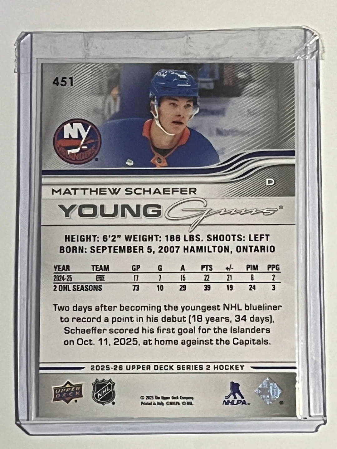 2023-24 Upper Deck Matthew Schaefer Young Guns - photo 2