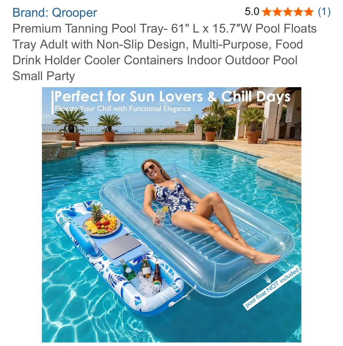 Qrooper Premium Tanning Pool Tray - 61" L x 15.7" W