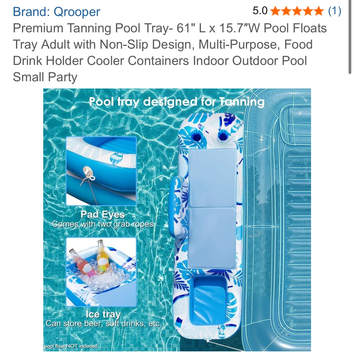 Qrooper Premium Tanning Pool Tray - 61" L x 15.7" W - photo 2