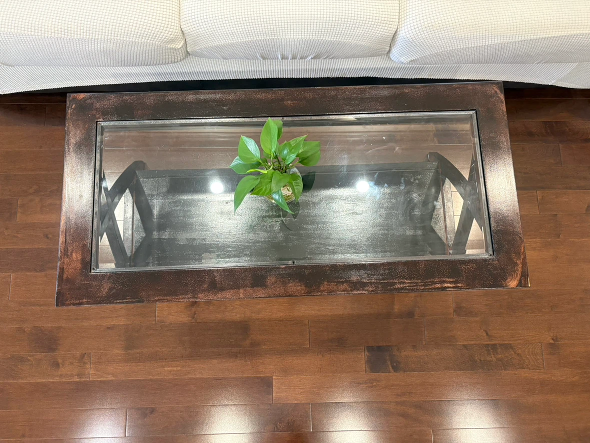 Wooden Coffee Table with Glass Top - photo 2