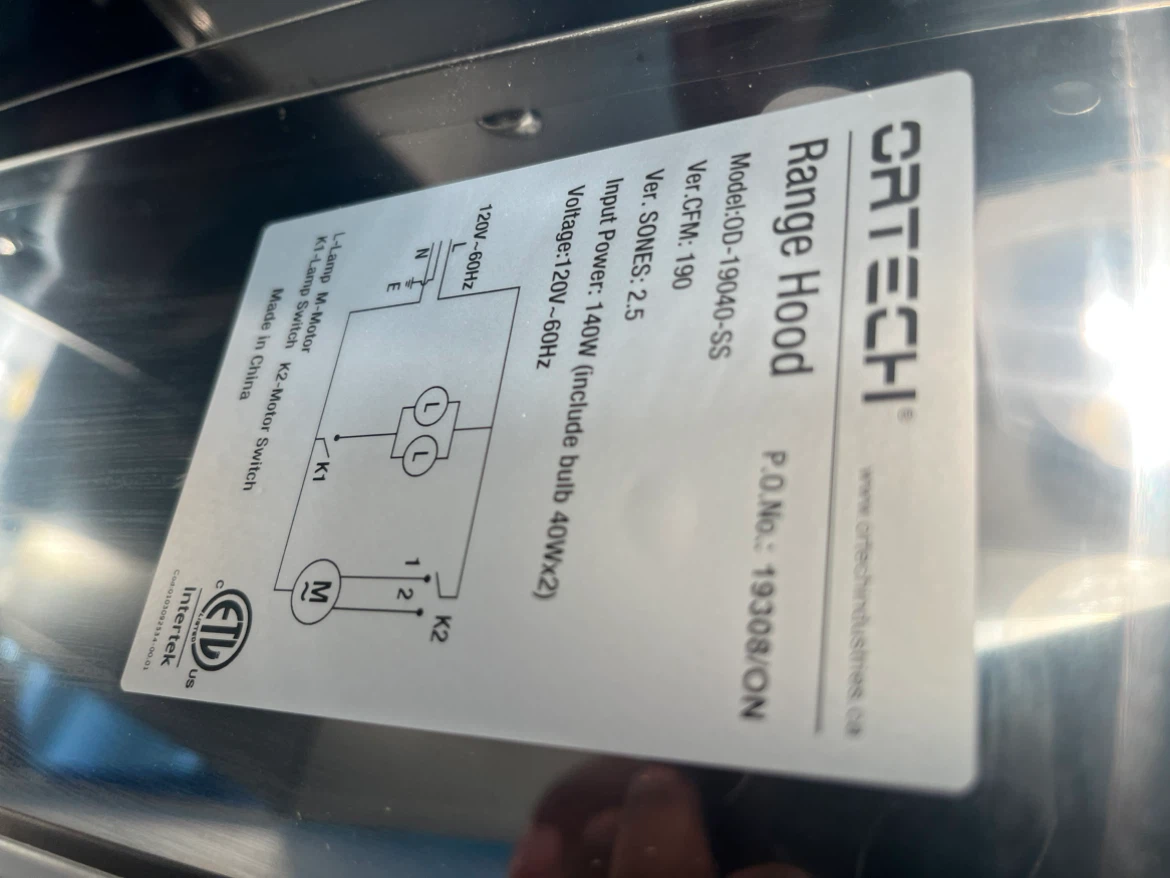 Ortech Od-19040 Rangehood Fan - photo 4