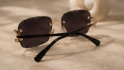 Rimless Sunglasses Gold Trim Diamond Accents - photo 5