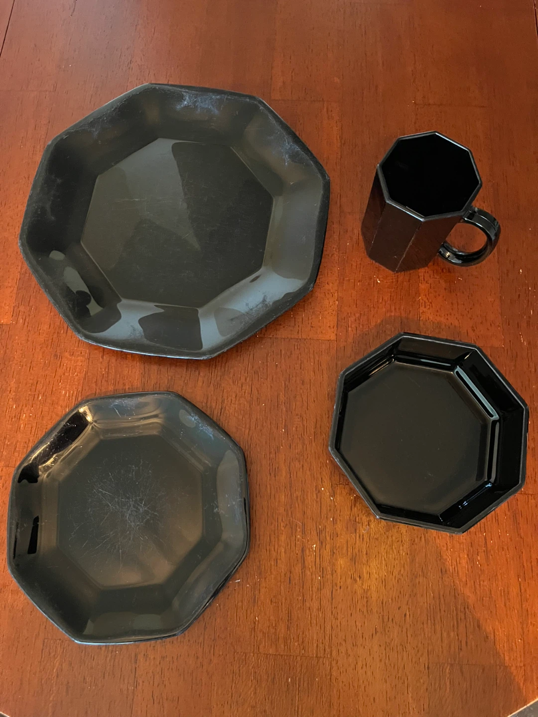Black Octagonal Plate and Mug Set