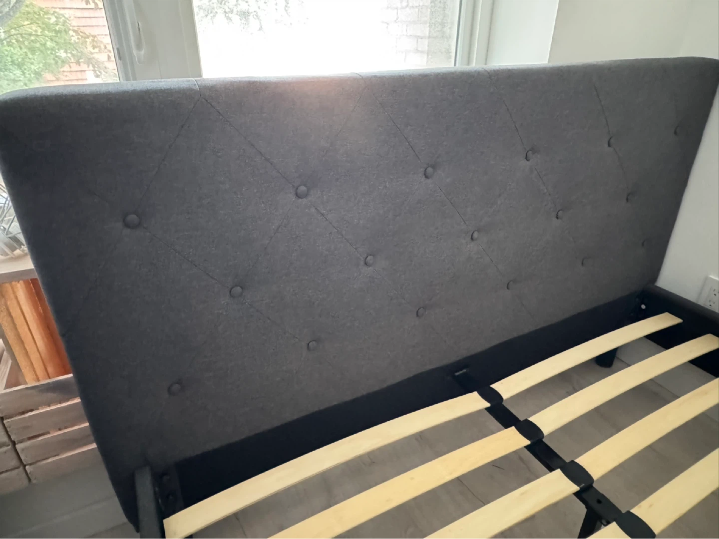 Dark Gray Upholstered Bed Frame - photo 2