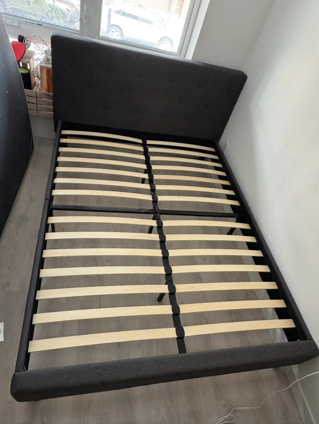 Dark Gray Upholstered Bed Frame