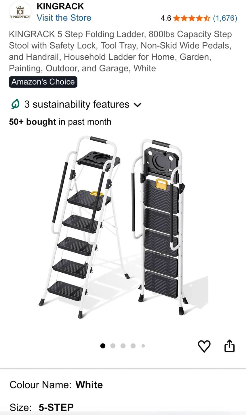 KINGRACK 5 Step Folding Ladder