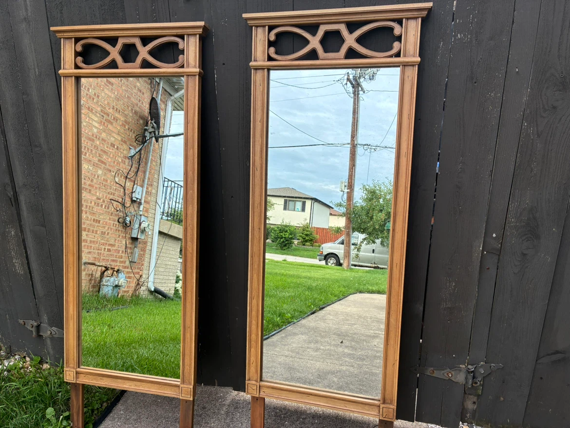2 vintage oak mirrors