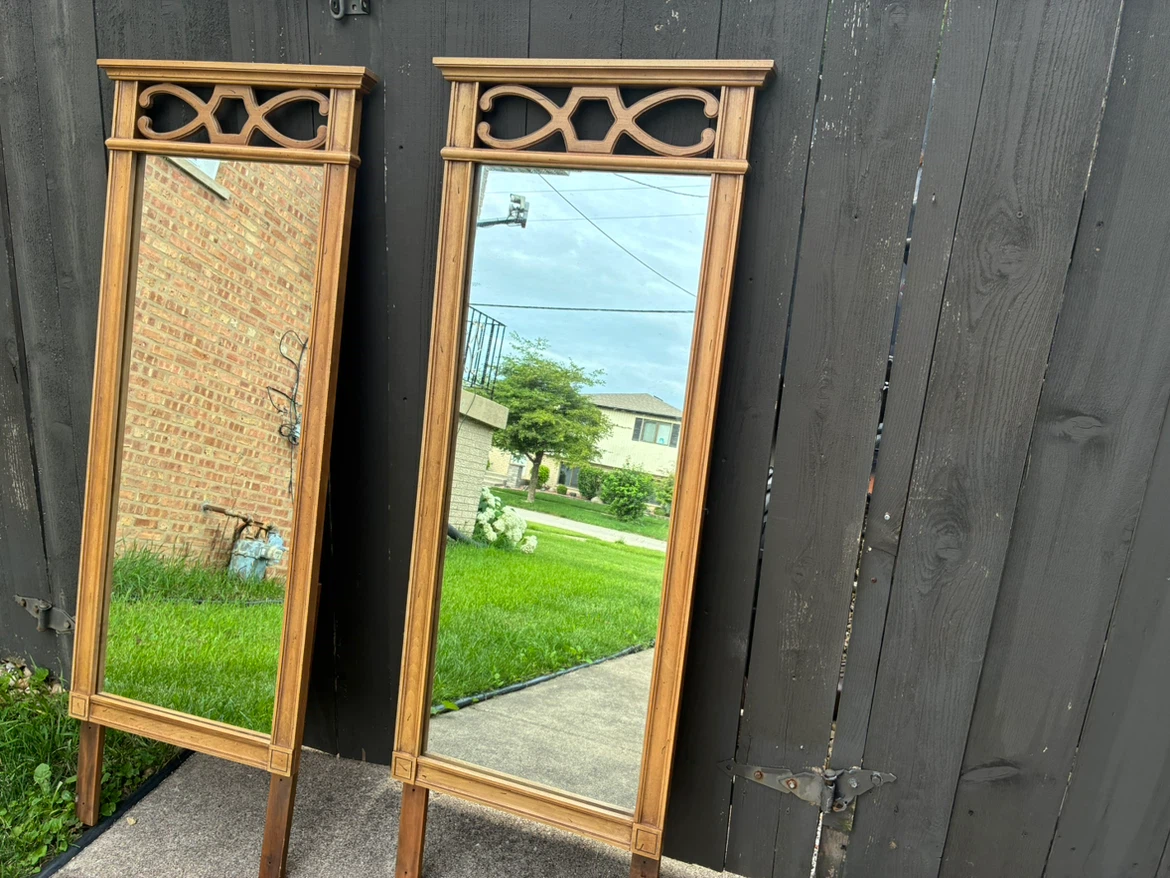 2 vintage oak mirrors - photo 2