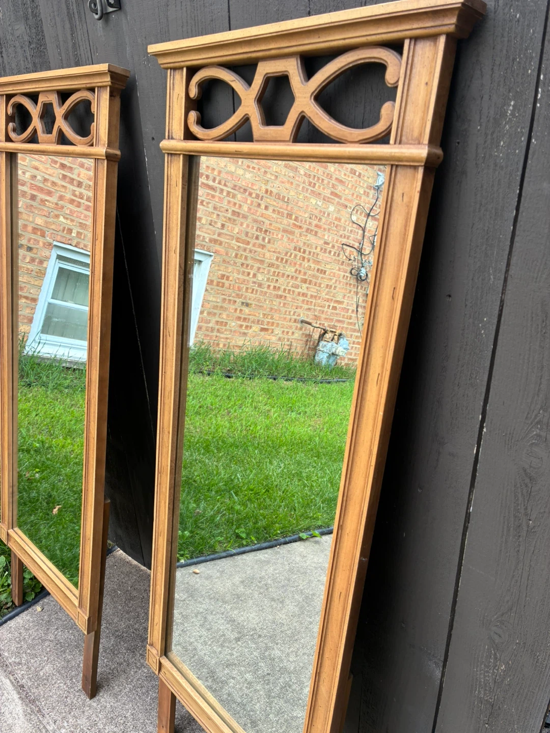 2 vintage oak mirrors - photo 3