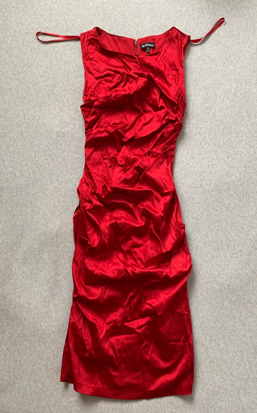 Le Château Red Ruched Sheath Dress - Size XXS