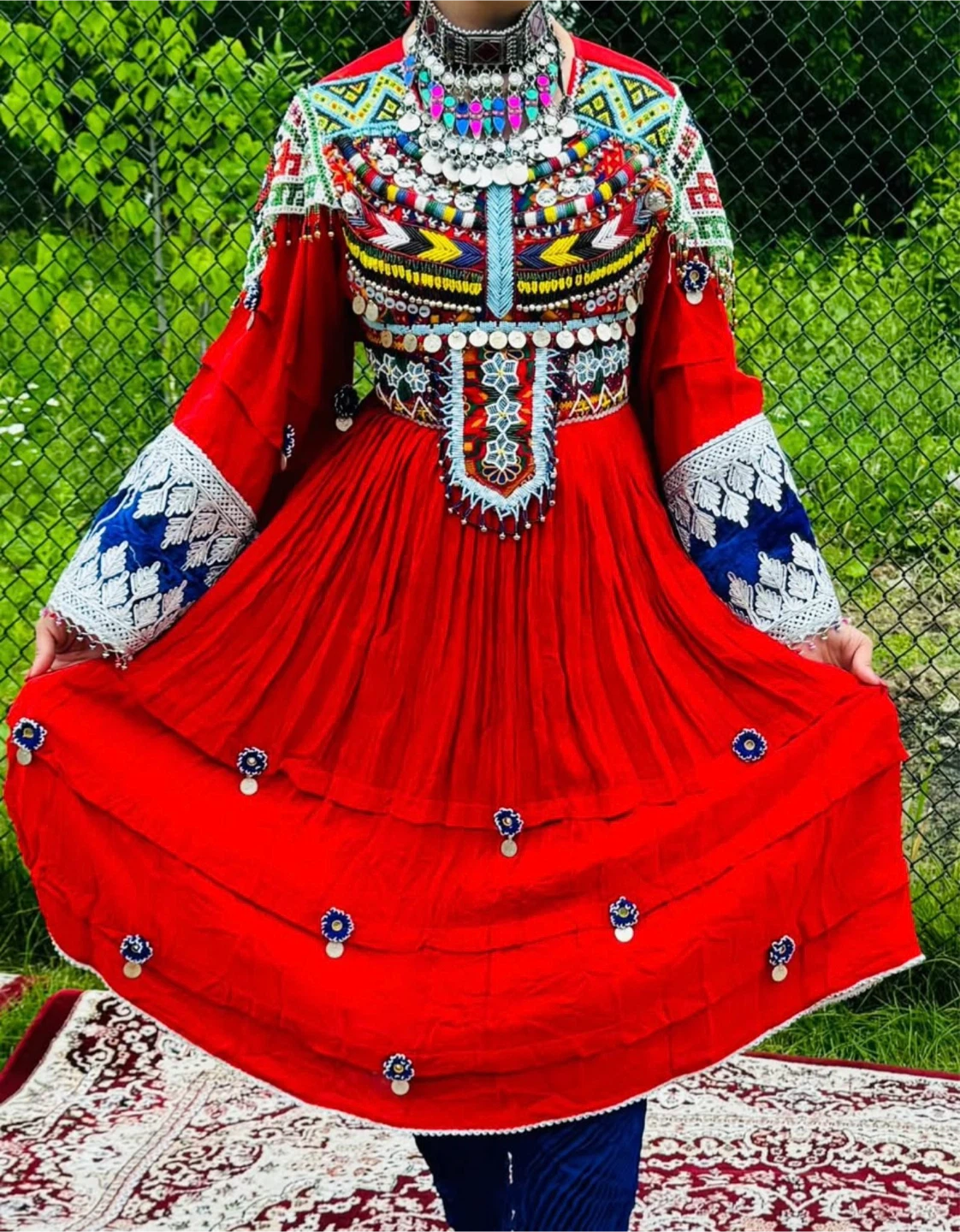 Red Embroidered Dress with Embellishments - photo 2