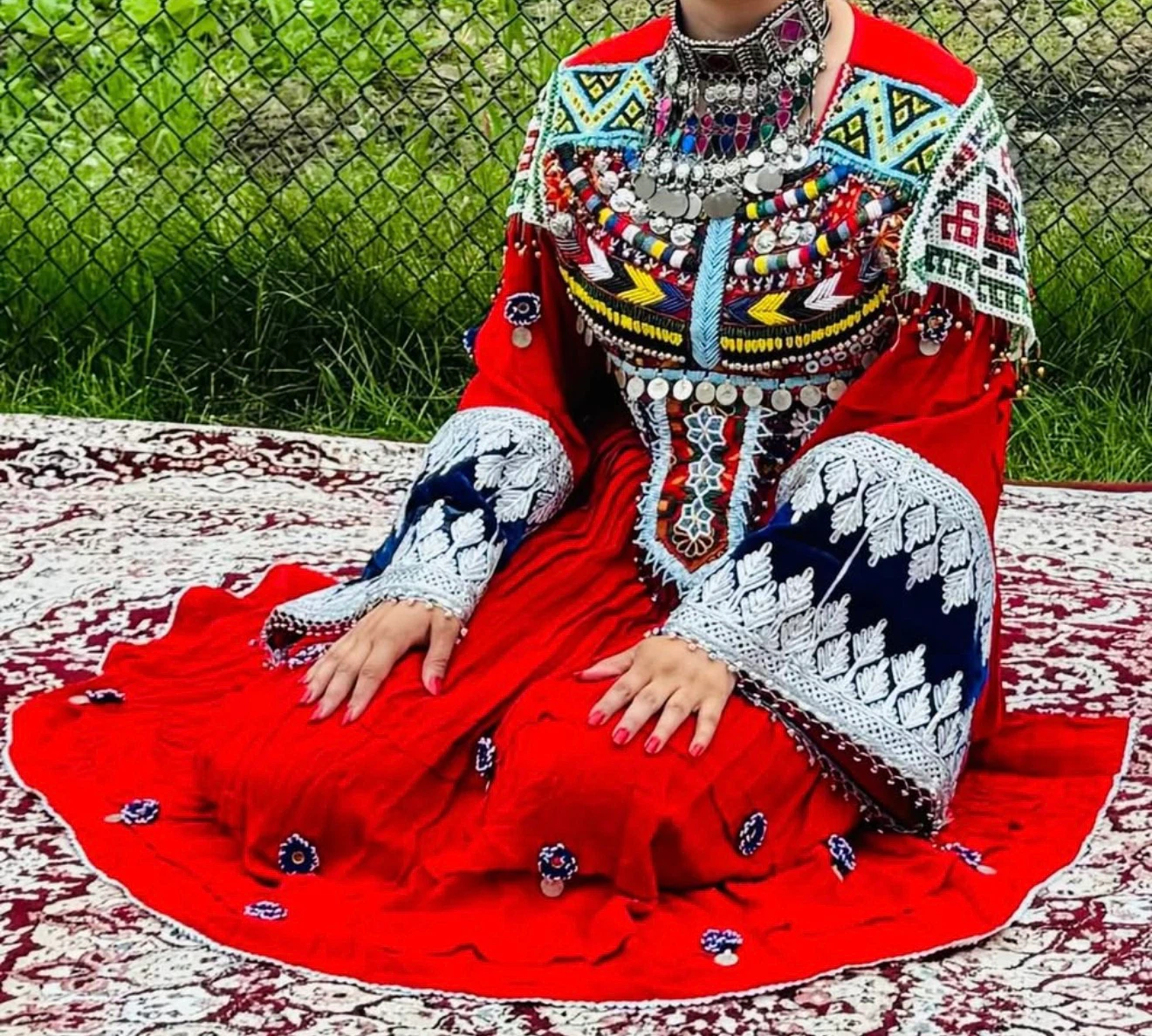 Red Embroidered Dress with Embellishments - photo 3