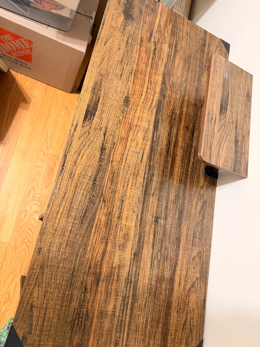 Rustic Wood Desk with Monitor Stand and Shelves - photo 2