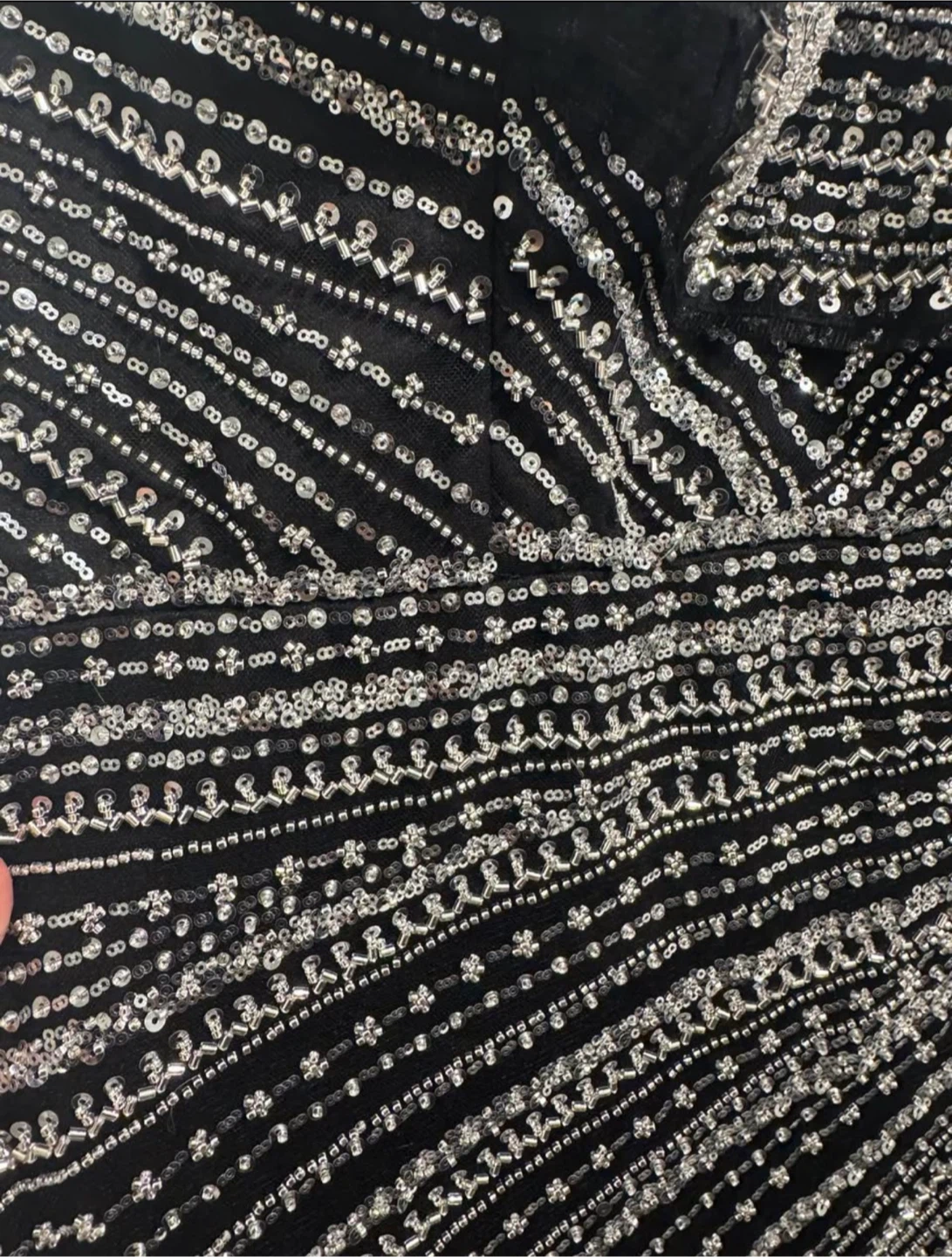 Sparkly Black Dress with Silver Embellishments - photo 2