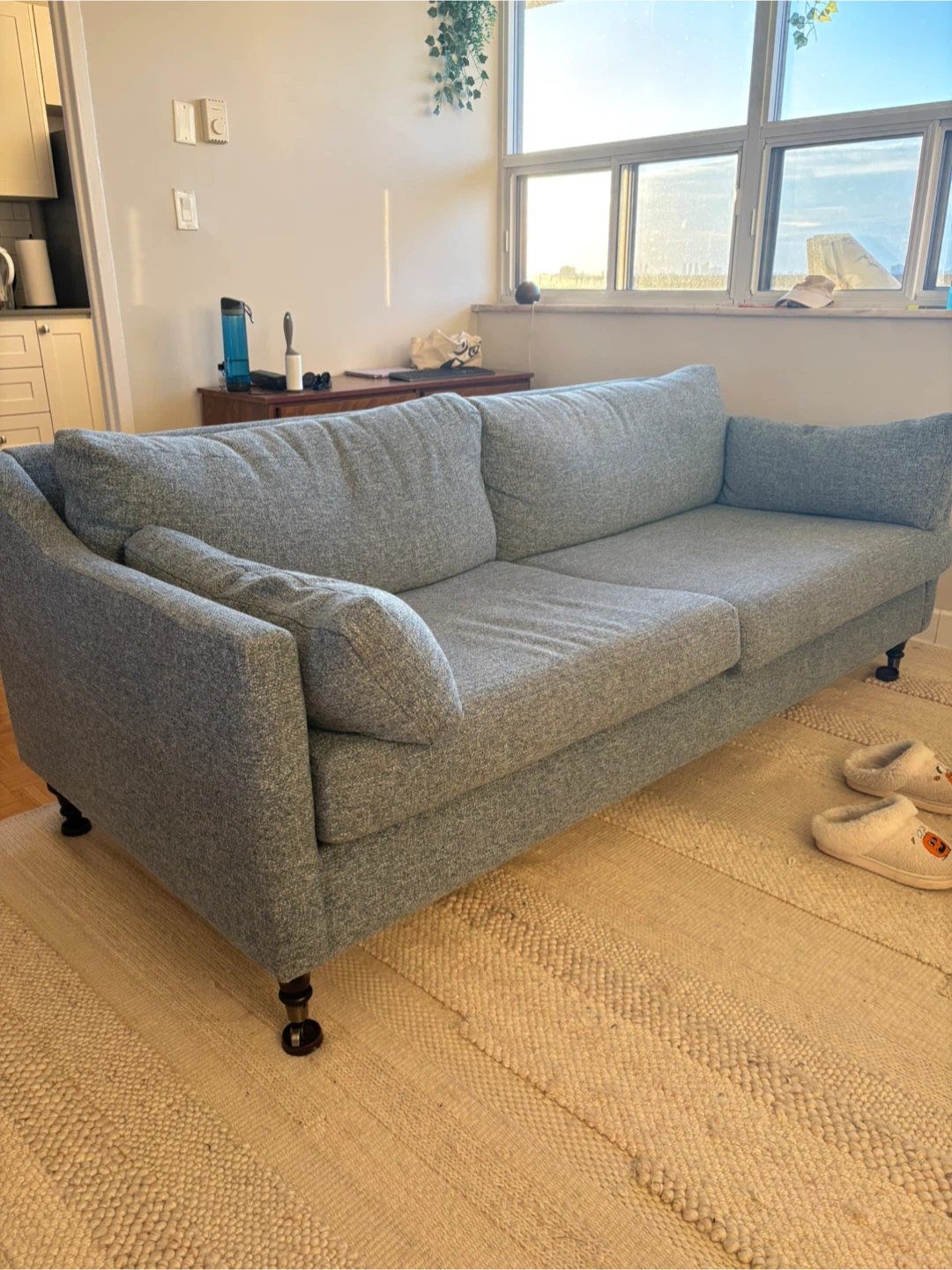 Light Blue Fabric Sofa