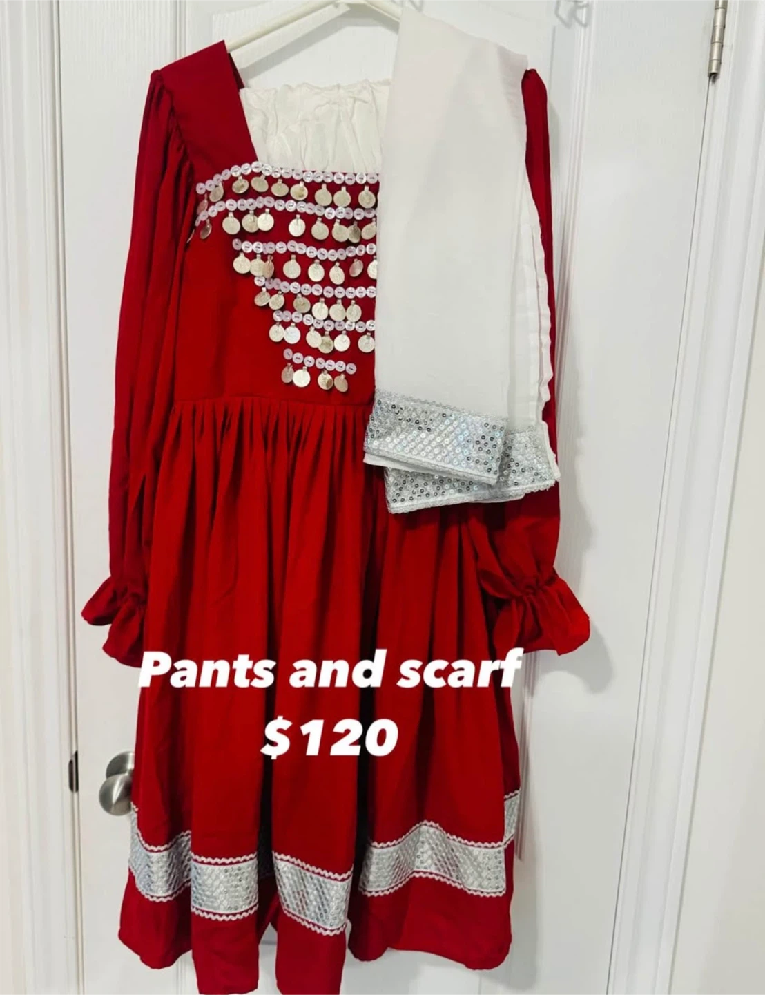 Red Afghan Dress with Pants and Scarf - photo 2