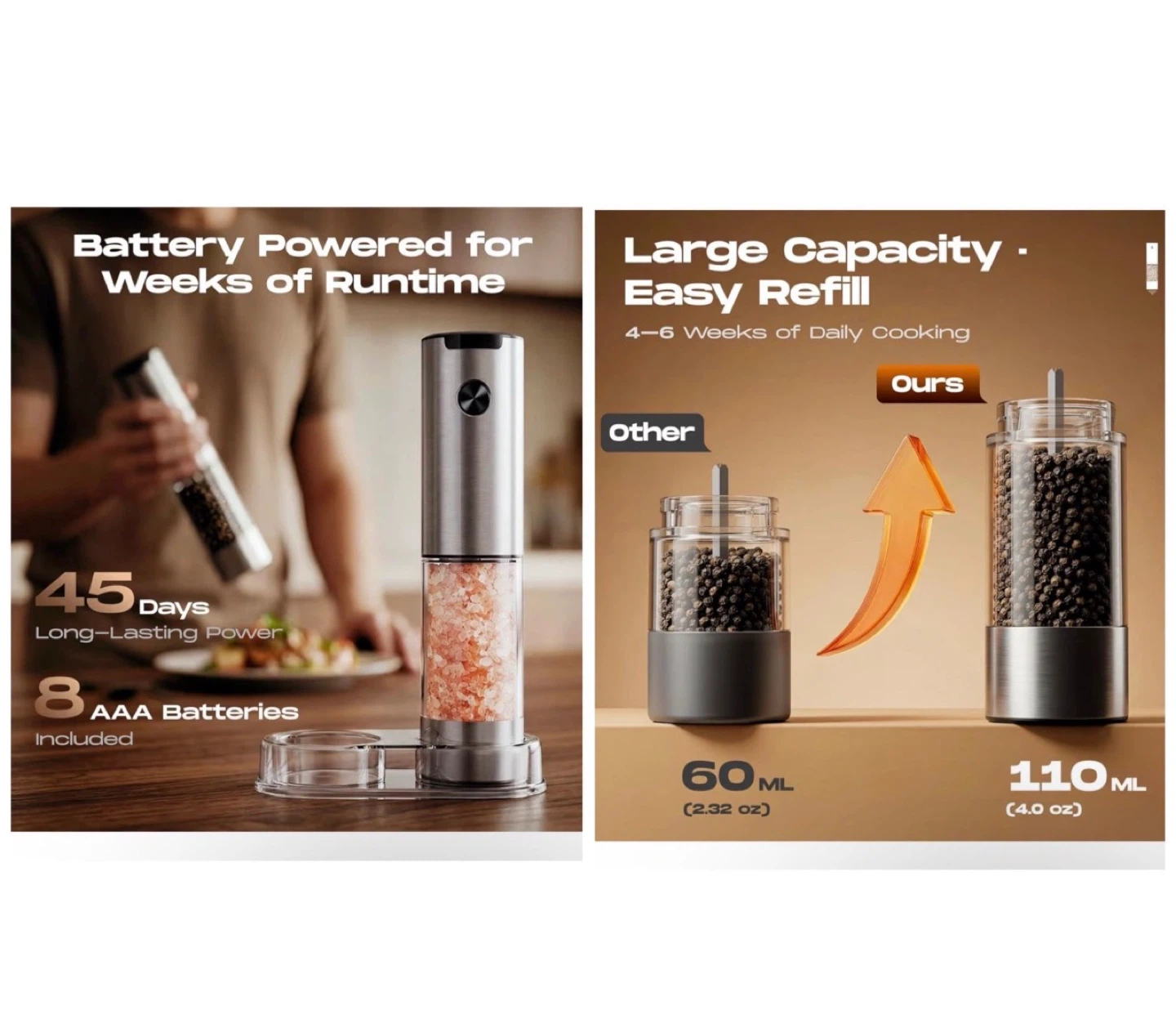 Brand new Electric Salt and Pepper Grinder Set - photo 3