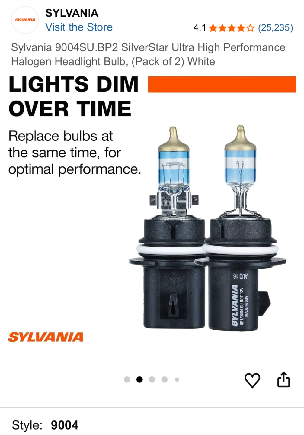 Sylvania 9004SU.BP2 SilverStar  Bulb, (Pack of 2) White - photo 2
