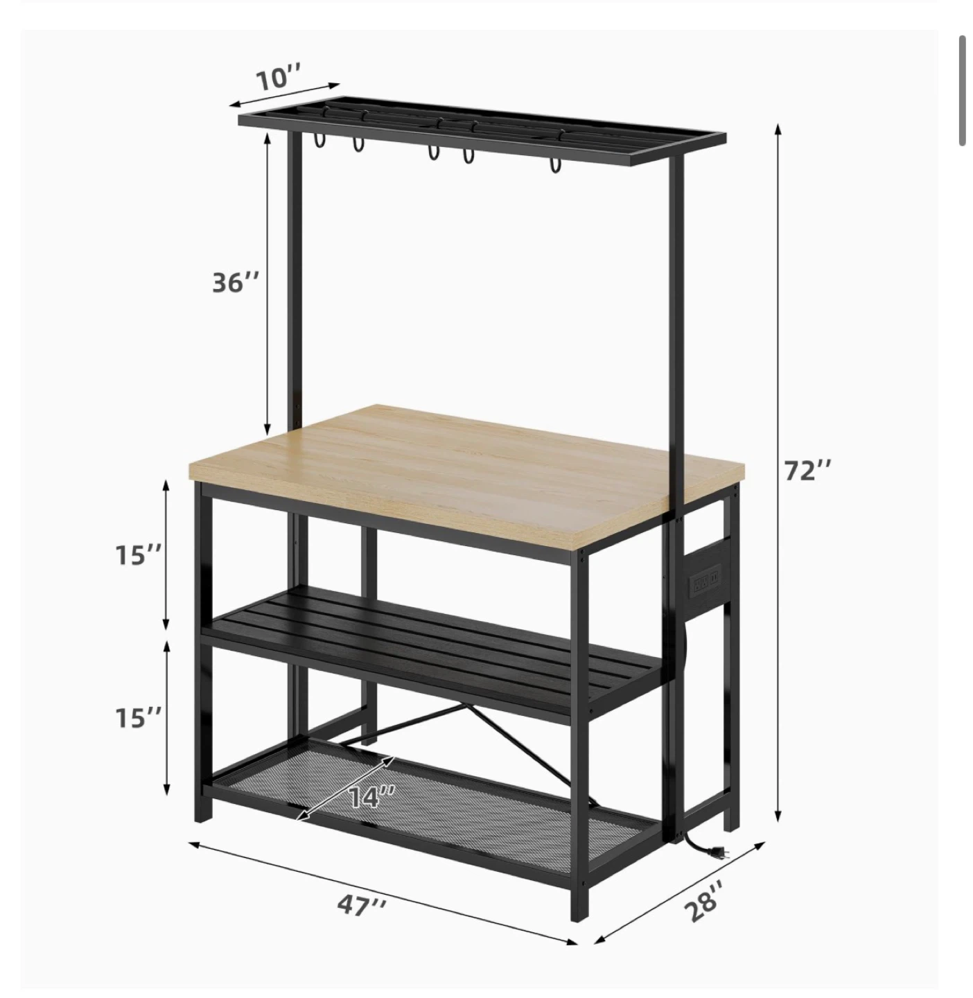 47" Large Kitchen Island Table with Counter Height Bar Stools - photo 3