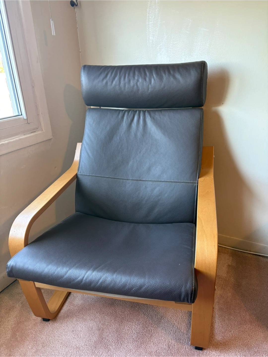Leather Poang Chair and Footstool