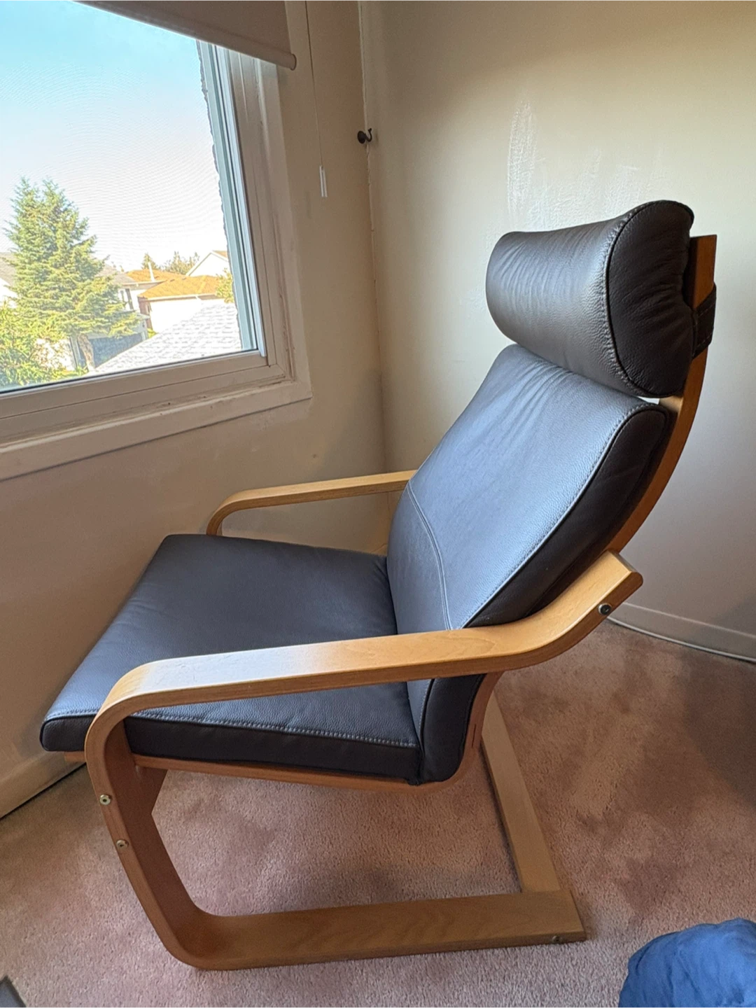 Leather Poang Chair and Footstool - photo 2