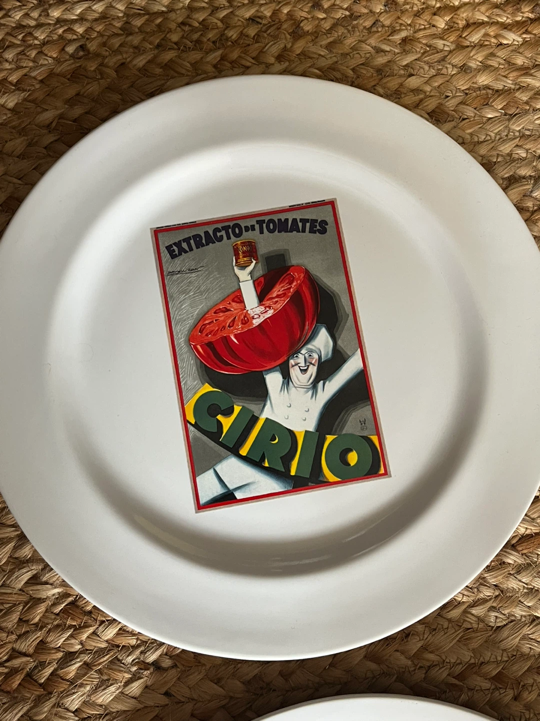 Vintage set of 4 Pottery Barn plates with vintage posters - photo 4