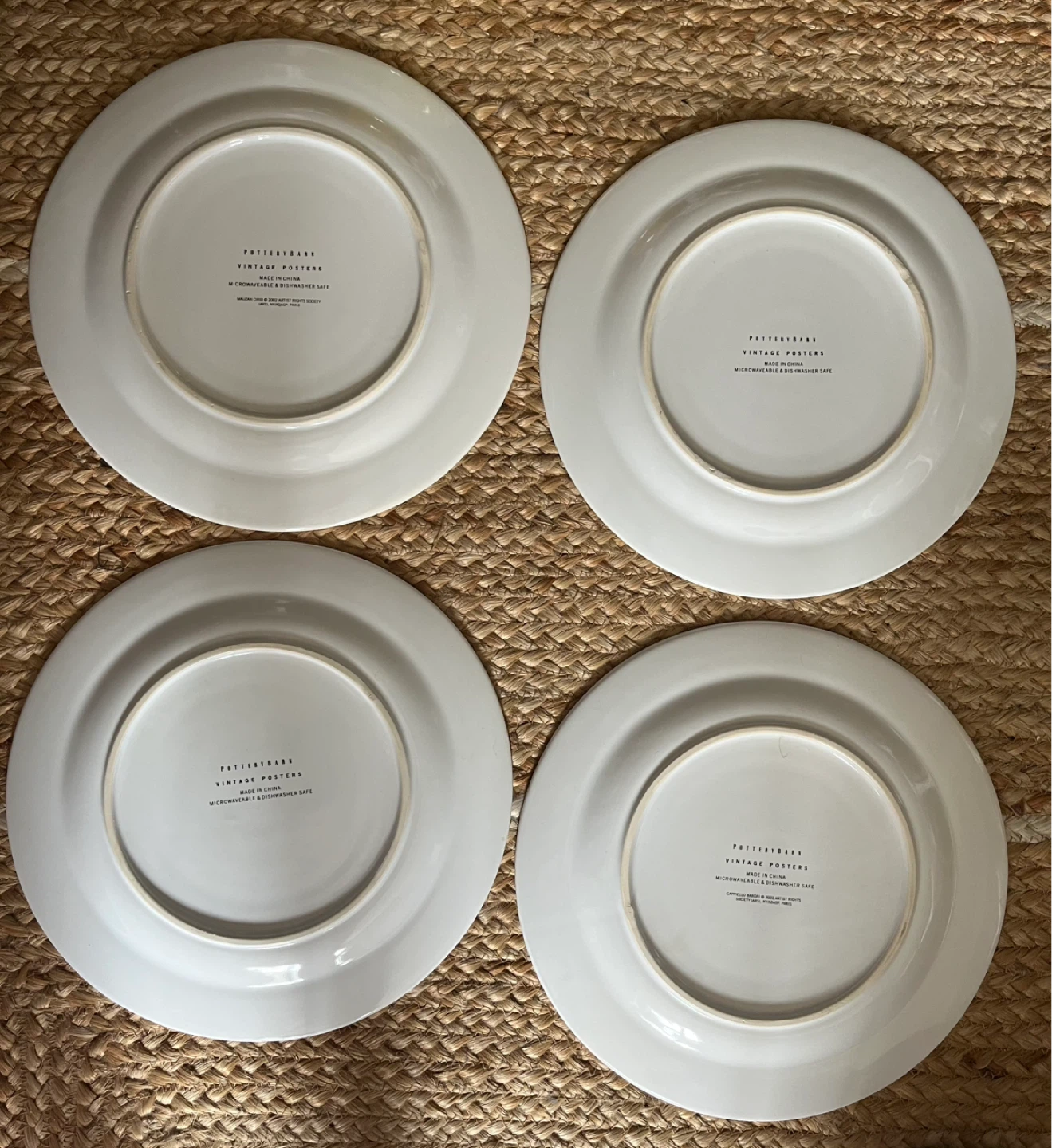 Vintage set of 4 Pottery Barn plates with vintage posters - photo 2