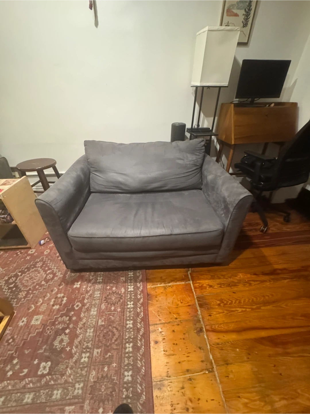 Gray Sofa Bed with Pull-Out Mattress