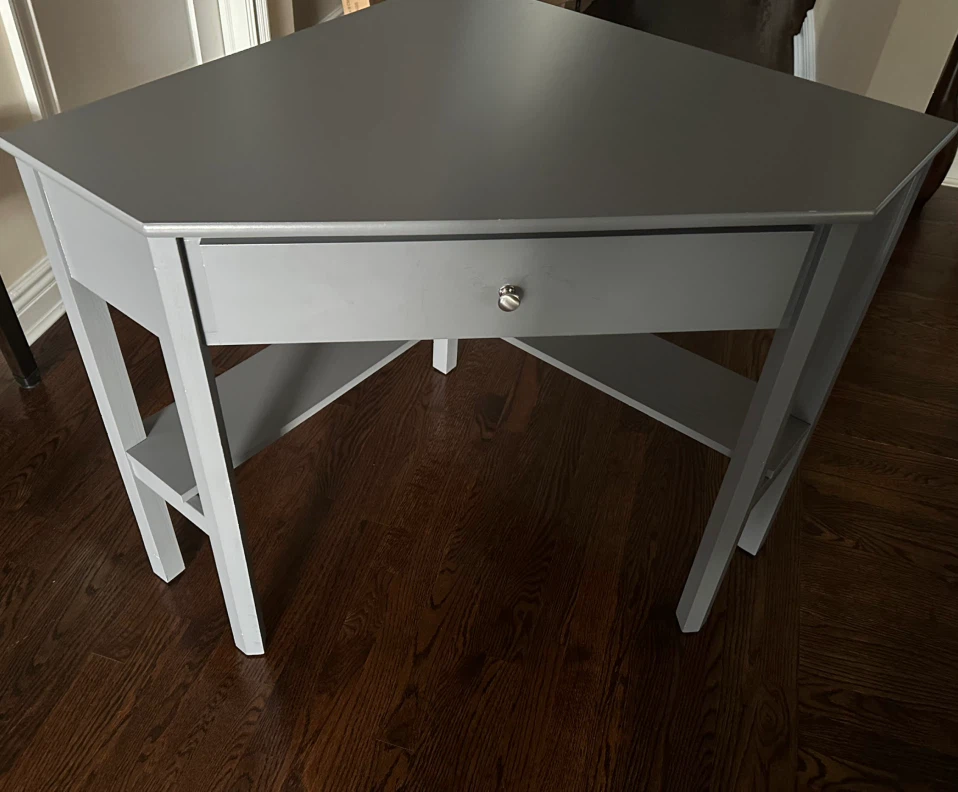 Gray Corner Desk with Drawer