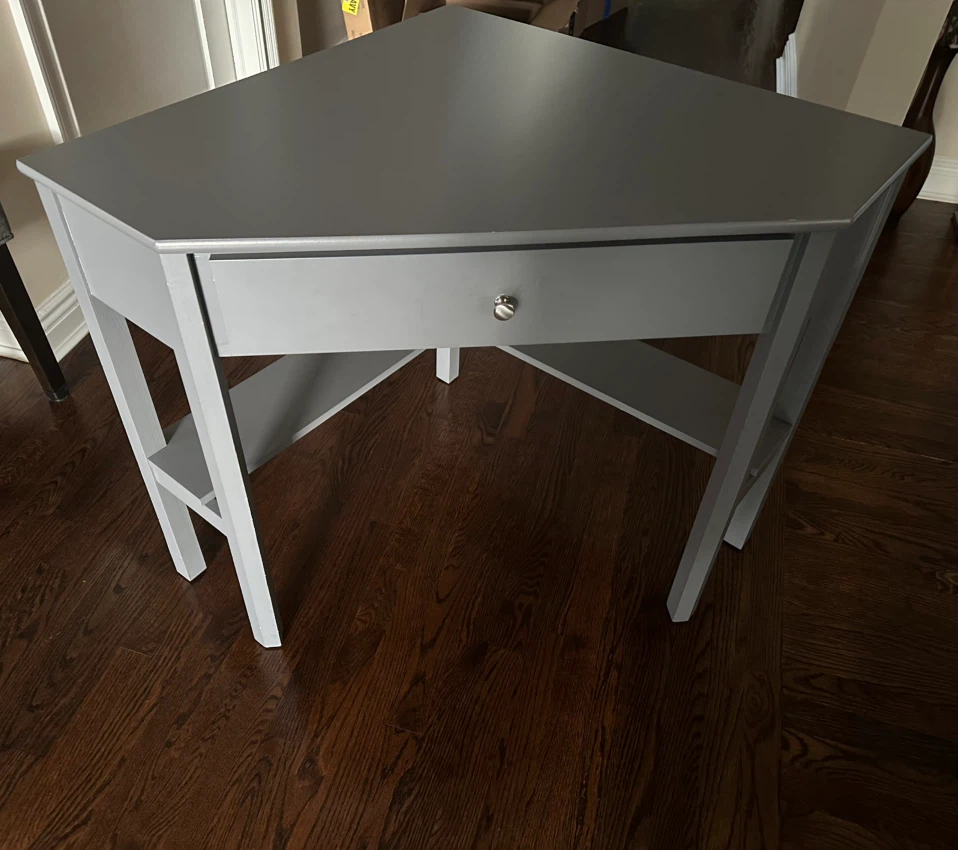 Gray Corner Desk with Drawer - photo 2