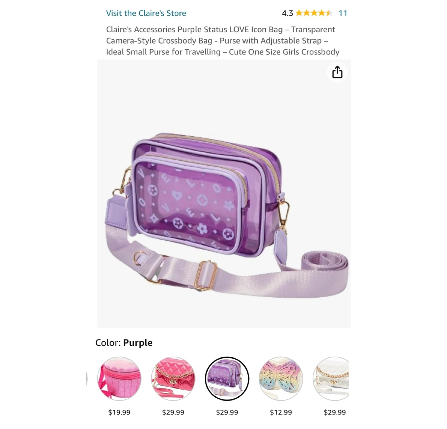 Brand new Claire's Accessories Purple Status