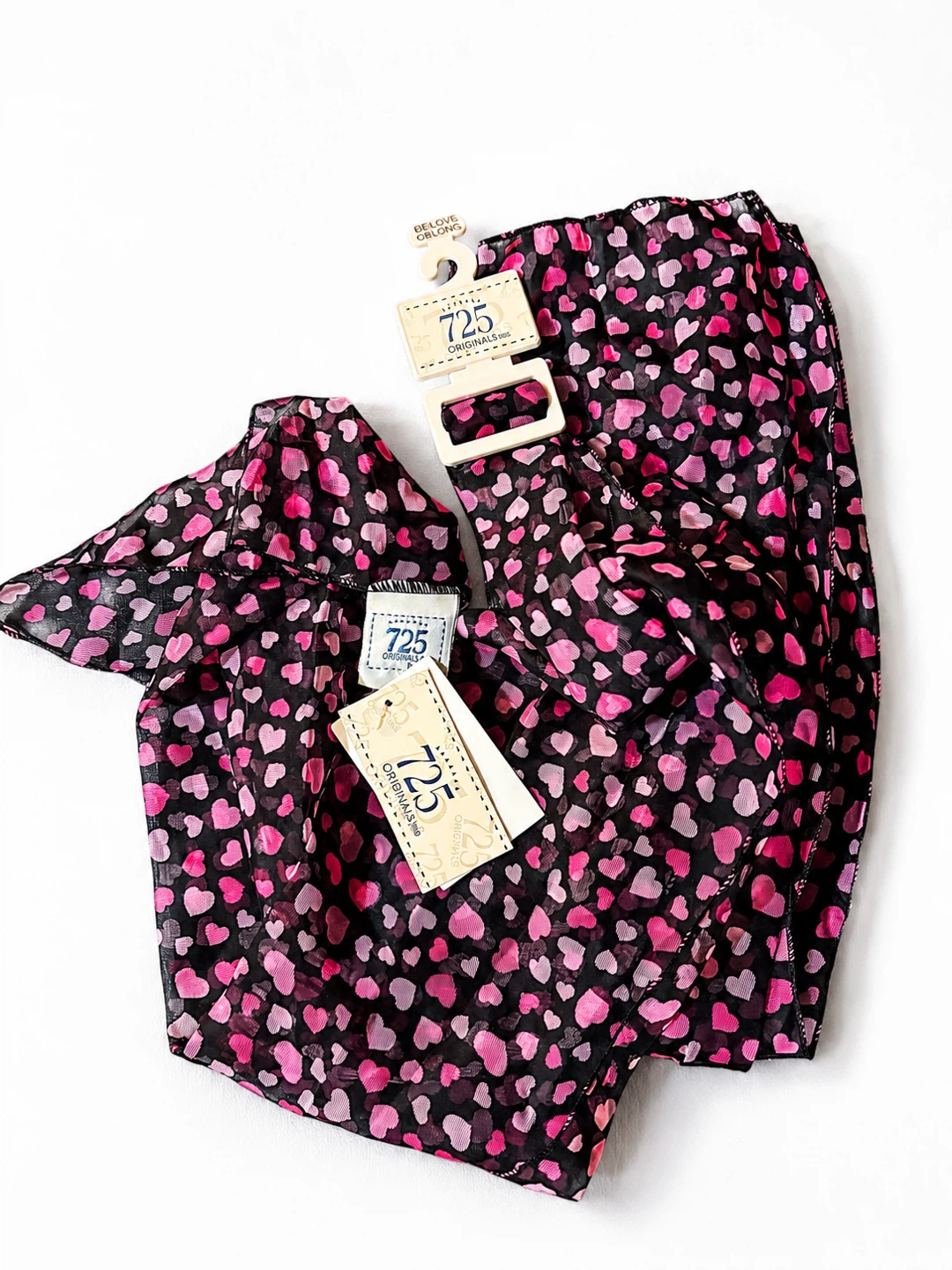 NEW 725 Originals Black Heart Print Scarf